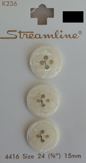 Vintage Streamline K236 5/8'' White 3 Buttons Italy